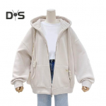 Naiste kapuutsiga jakk S&uuml;gistalvine soe paks &uuml;hev&auml;rviline t&otilde;mblukk suur tasku, pikad varrukad Lahti suur naiste naiste vabaaja mantel M armee roheline v&auml;rv