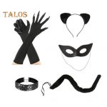 5 tk/komplekt Cosplay Cat Simulated Saba Komplekt Silmakaitse Juuksepael Choker Kindad ja Saba Komplekt Halloween Masquerade Performance Prop Pulma&otilde;htu Slutty Sets