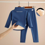 Talvine laste termiline riietus vabaaja poiste t&uuml;drukutele, kaheosaline komplekt, lastele aluspesu Konjuntos, soe kaelusega topid, laste sametvoodriga paks k&otilde;rge kaelus 160cm sinine