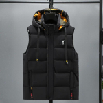 Meeste vest Puuvillane Soe Varrukateta Jakk M&uuml;ts Eemaldatav Tepitud Talvine Vest T&ouml;&ouml;riided Mehelik K&otilde;rge Kvaliteediga R&otilde;ivad 5XL XXXXL must