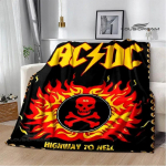 Rockb&auml;nd AC/DC retrotr&uuml;kiga flanellist soe pleed piknikutekk voodikate viskepleed voodipesu S&uuml;nnip&auml;evakink 30x40in