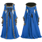 Naiste vintage p&otilde;randapikkusega gooti cosplay kleit Naiste s&uuml;gistalv gooti retro stiilis lillemustriga balli kleit L must