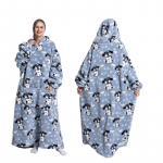 Talvine soe fliisist kapuutsiga hommikumantel naistele 140 cm &uuml;lisuur varrukatega tekk Fliisist soojad kapuutsid Pusad Naiste pusad One Size