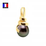 Compagnie G&eacute;n&eacute;rale des Perles &ndash; spiraalripats &ndash; ehtne Tahiti p&auml;rlpirn 9-10 mm &ndash; 18 Cts kollane kuld &ndash; naiste ehted