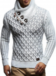 S&uuml;gis- ja talv Euroopa ja Ameerika mood Meester&otilde;ivad Nahast Pandlaga Kootud Kampsun Pullover Turtlene kaelusega meeste avar mantel 2XL valge