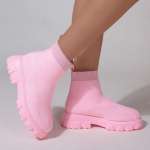 Br&auml;ndi naiste poolsaapad Kerged vabaajajalatsid naistele Wedge Fashion sokisaapad Knitting Talve Medium Tube Platform Boot 35 roosa