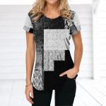 Retro naiste T-s&auml;rk Ruudulise tr&uuml;kiga T-s&auml;rgid Patchwork Riided O kaelusega L&uuml;hikeste varrukatega pluus Suurem&otilde;&otilde;tmelised naiste topid Naiste Harajuku s&auml;rk S