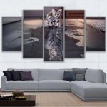 Seinakunsti raam kodu elutoa jaoks, P&otilde;hjamaade dekoratsioon, 5 paneeliga maal, Loom kass Uus l&otilde;uend, Tiiger Modulaarne pilt, Plakat Medium Size Unframed Canvas