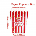Punase valge triibuline popkorni paberikarp Suupistekotid Popkorni maiustuste karbid tsirkuse karnevali s&uuml;nnip&auml;evapeoks. Baby Shower Decor 10pcs