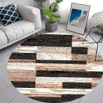 1 tk Luksuslik geomeetrilise triibumustriga &uuml;mmargune vaip siseruumidesse, libisemiskindel, pestav kiudvaip, pehme mugav matt magamistuppa, elutuppa 150X150cm