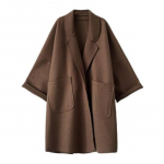 Naiste talvemantel paks lahti keeratav krae, pikad varrukad, puhast v&auml;rvi k&uuml;lmakindlad taskud, suuremas suuruses s&auml;lkkrae Naiste mantel Naiste riided M kohv