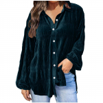 Naiste avar ja moodne universaalne kullast sametist &uuml;hev&auml;rviline pikkade varrukatega tops vabaaja s&auml;rk XXL sinine