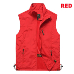 &Otilde;ues Meeste vestid Mitme taskuga Matkamine T&ouml;&ouml; fotograafia Golfivest Mehe kalavest Veekindel hingav vest Suurus 6XL 6XL punane