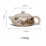 Yixingi lilla liivast teekann k&auml;sitsi maalitud lambavalge jade lame Xishi keedukann majapidamise kung fu tee komplekt