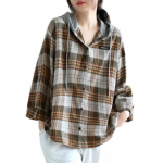 Naiste s&auml;rk Kapuutsiga pingutusn&ouml;&ouml;riga pikkade varrukatega ruuduline mustriga v&auml;rviline s&auml;rk, &uuml;herealine avar s&auml;rgi mantel L sinine