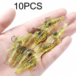 Pehme simulatsiooniga kalakonks krevett krevett peibutis konksuga s&ouml;&ouml;t kalap&uuml;&uuml;gi landid tehiss&ouml;&ouml;t helendav krevett 10pcs yellow