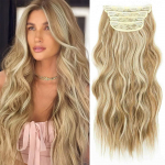 XINRAN S&uuml;nteetiline 4 tk pikk laineline parukas pikendus pruun segatud beež blond paks esilet&otilde;stetud klambriga juuksekaunistused naistele igap&auml;evaseks kandmiseks kogu peas juuksed 50cm