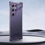 Luksuslik ebaregulaarne alumiiniumsulamist p&otilde;rkeraua telefoni&uuml;mbris Samsung Galaxy S25 S24 S23 Ultra Plus objektiivile kaitsekile paljas metallist p&otilde;rutuskindel kate For Samsung S25 lilla