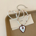 Tilkuva armastuse lille ripatsiga helmestega kaelakee naissoost lihtsa isiksusega mood mitmek&uuml;lgne kaelakee kampsunikett