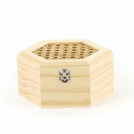 Boite en bois hexagonale et couvercle cannage 16,5 x 14 x 80 cm