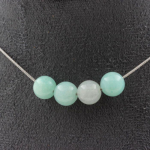 Pierres et Min&eacute;raux. Collier 4 perles Amazonite 8 mm. Chaine en acier inoxydable Collier femmes, hommes. Taille personnalisable.