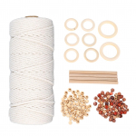 Makramee komplektid algajatele Puuvillane makramee n&ouml;&ouml;r puidust helmestega Puidust r&otilde;ngad Makramee taime riidepuu