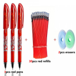 35 tk/komplekt 6 v&auml;rvi neutraalne kustutatav pliiats, sinine/must/punane/roheline/oranž/lilla tindiga kirjutusgeelpliiatsid pestav k&auml;epideKooli kirjatarbed 35pcs set must