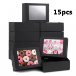 15 tk Must kinkekarp koos aknapaberiga maiuspalade karpide kinkepakendite karp kinkepidudeks pulma-aastap&auml;evadeks, pidudeks ehete valmistamise v&auml;ljapanek 15pcs black