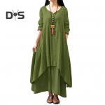 Naiste maksikleit taskutega, kolmveerandvarrukatega, &uuml;mara kaelusega, ebakorrap&auml;rase kihilise &auml;&auml;rega, rannakleit, pluss suuruses, lahtine, &uuml;hev&auml;rviline kleit kohtinguteks, igap&auml;evaseks kandmiseks M valge