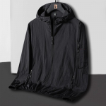 Meeste suvine kerge hingav jope suur vabaaja p&auml;ikesekaitse Softshell jope vabaaja kapuutsiga jope 5XL must