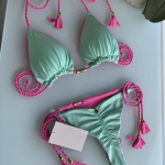 Suvised seksikad Push Up ujumisriided Naiste Brasiilia bikiinid Leopard ujumistrikoo Halter Biquini Holiday, kaks osa S