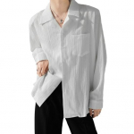 Meeste Kuuba kraega s&auml;rk pikkade varrukatega triibuline tekstuuriga n&ouml;&ouml;pidega s&auml;rk lahtise l&otilde;ikega &uuml;hev&auml;rviline vabaaja s&auml;rk igap&auml;evaseks kandmiseks puhkuseks, t&ouml;&ouml;ks M kohv