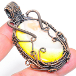 Yellow Dendritic Handmade Copper Wire Wrap Jewelry Pendant 2.48 w5p08