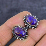 Copper Purple Turquoise Handmade 925 Sterling Silver Cufflinks y4i96