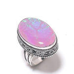 Pink Triplet Opal Handmade 925 Sterling Silver Jewelry Ring Size 7.5 j3v43