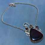 Purple Labradorite, Amethyst 925 Sterling Silver Necklace 18 w8m24