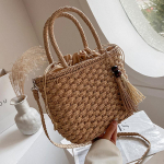 Suvine tuti &otilde;lgkott naiste suure mahutavusega n&ouml;&ouml;riga k&auml;ekott Trendikas kootud rannakott K&auml;sitsi valmistatud rotangist Crossbody kott 27x11.5x18.5cm