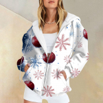 Naiste pikkade varrukatega j&otilde;ulutr&uuml;kiga taskutega kampsun, lukuga kapuutsiga dressipluusjakk L