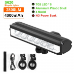 Jalgrattavalgusti 8000 mAh 5 LED-i jalgrattavalgusti esilaetav LED-taskulamp 5200LM esituli koos Power Banki jalgrattatarvikutega