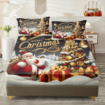 3 tk 85G Juuli Pol&uuml;ester ja Nailon Imeilus J&otilde;ulune Kuu V&auml;rv, Puu ja J&otilde;uluvana Digitaalne Paigalduslinakomplekt, Pehme, Mugav, Voodi 90x200cmx25