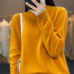 Naiste ka&scaron;miirkampsun Qinghe ka&scaron;miir 30% ka&scaron;miir 70% vill s&uuml;gis-talvine pullover soe ja moekas XL kollane