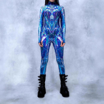 Unisex k&uuml;berpunk 3D digitaalne printimine Halloweeni peo rollim&auml;nguriietus Naiste meeste cosplay kost&uuml;&uuml;m karnevali kombinesoon S blue