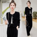 Professionaalne Kost&uuml;&uuml;m Naistele S&uuml;gis High-end Mood Samet Kaksosalist Laiade P&uuml;kstega L&auml;&auml;nelik Stiil XXXL must