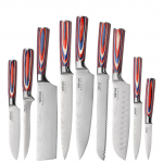 9 tk Jaapani Santoku Nuga Komplekt Damaskuse Muster K&ouml;&ouml;ginoad 5Cr15MOV Roostevabast Terasest Peakoka Hakkimispitka Kasulik Viilutusvahend 9PCS