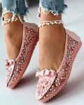 Lilletikandiga Bowknot Loafers Naiste Lilledega tossud Suvised hingavad &uuml;hev&auml;rvilised vulkaniseeritud kingad Libisemiskindlad Chaussure Femmed 37