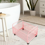 Rolling Utility Storage Basket under Desk Book Bin File Organizer with Wheels for Bookshelf Magazine 48cmx25cmx30cm