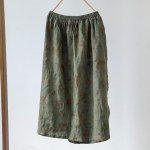 Johnature Vintage Naiste Prinditud Lillelised Seelikud Elastne V&ouml;&ouml;koht Elastne V&ouml;&ouml;koht S&uuml;gis A-kujulised Naiste Seelikud One Size punane