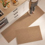 Imitatsioon džuudist k&ouml;&ouml;gip&otilde;randamatt - Mustust h&uuml;lgav, Lihtsalt puhastatav, Libisemiskindel, Kulumiskindel ananassir&otilde;nga disain. 60x90+60x180cm kaamel