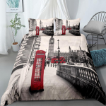 Vihmane London Klassikaline Tekikate Komplekt King Queen Double Full Twin Single Suurusega Voodipesu Komplekt 135x200cm gray