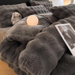 2025 Talvine Pl&uuml;&uuml;sist Sametist Voodipesukomplekt - Sisaldab Tekikotti, Paigaldatavat Linu ja Imitatsioonk&uuml;&uuml;likukarva 1.2m Flat Sheet 3-Piece Set for 150x200cm